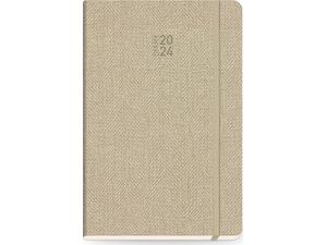 Ημερολόγιο ημερήσιο The Writing Fields Tailor Made 3570 14x21cm 2024 με λάστιχο soft εξώφυλλο tweed μοτίβο μπεζ